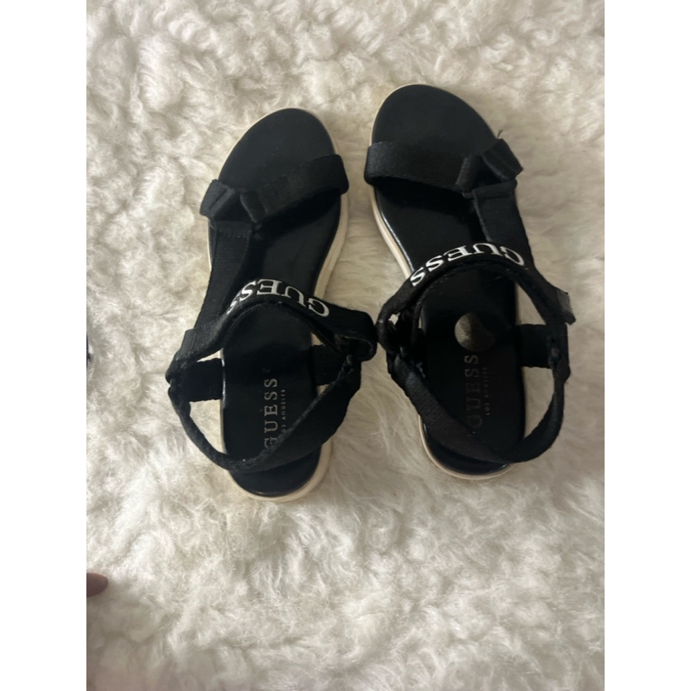 Guess sandal espadrilles Women size 9 Black/white Leather Ankle Strap